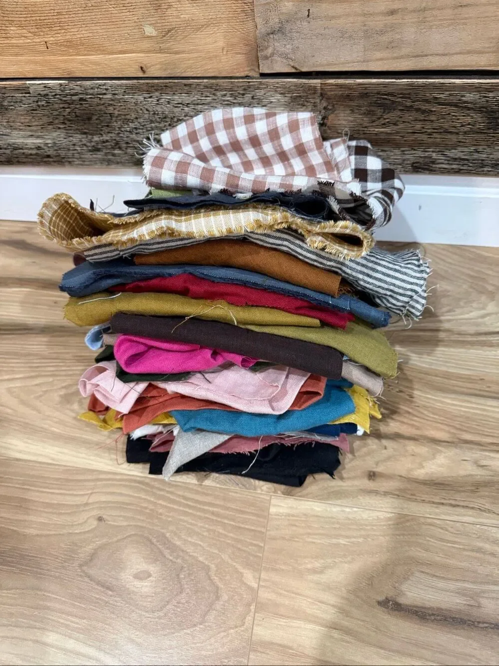 Not Perfect Linen scrap small fabric pieces random colors